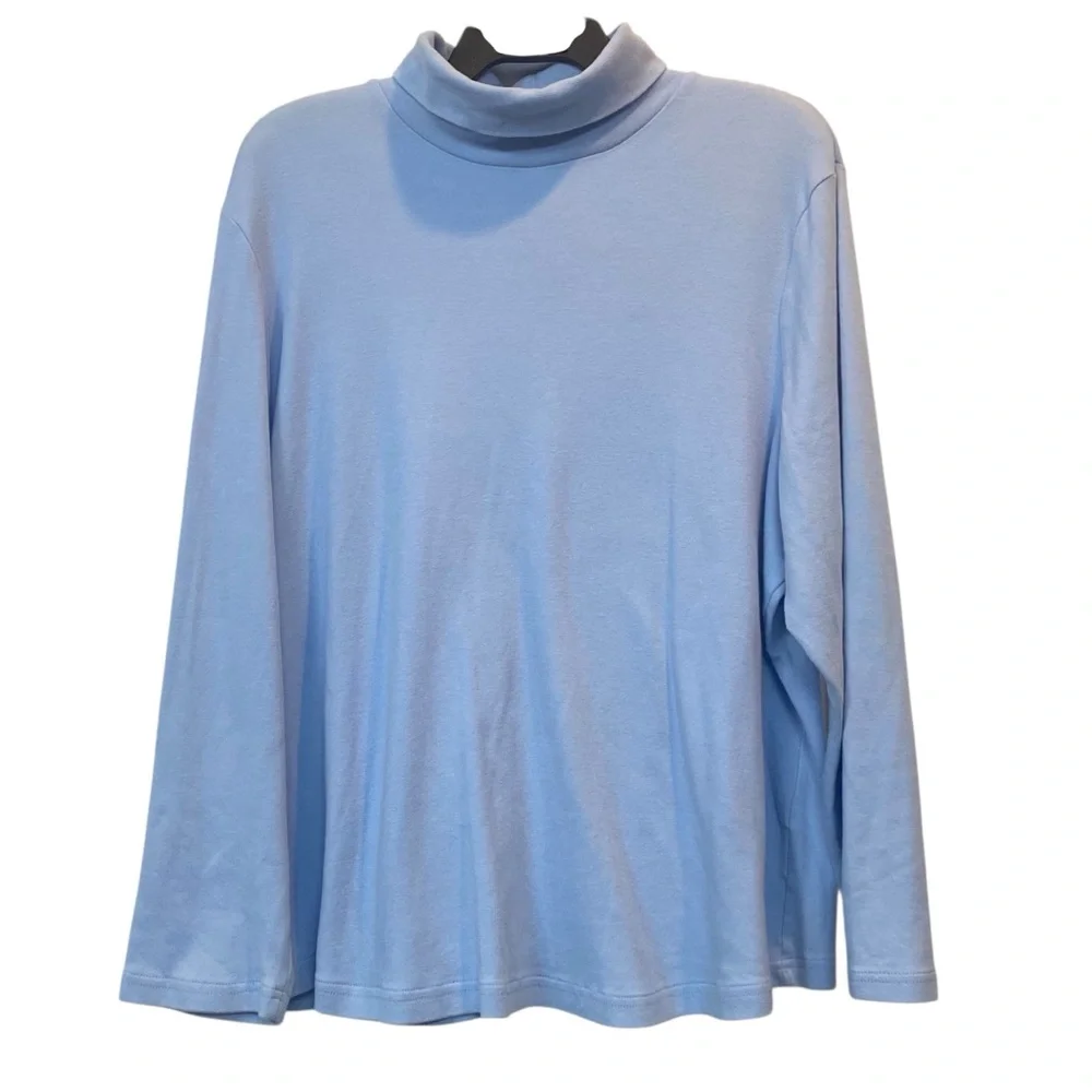 Basic Editions Women's plus size 2X  Cotton Light Blue Turtleneck top
